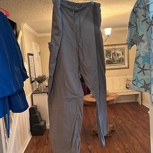 Gray, 3X, cargo, scrub pants, drawstring